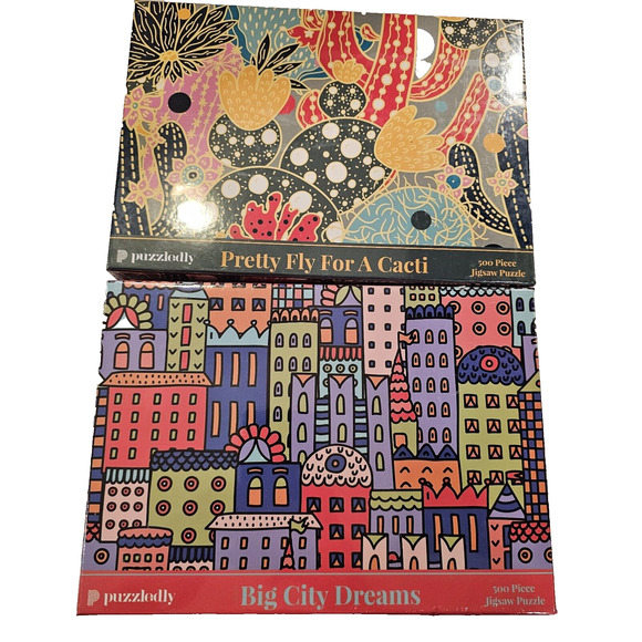 Lot of 2 Puzzledly Pretty Fly for a Cacti & Big City Dreams 500 Pc Puzzles NEW - Picture 1 of 2